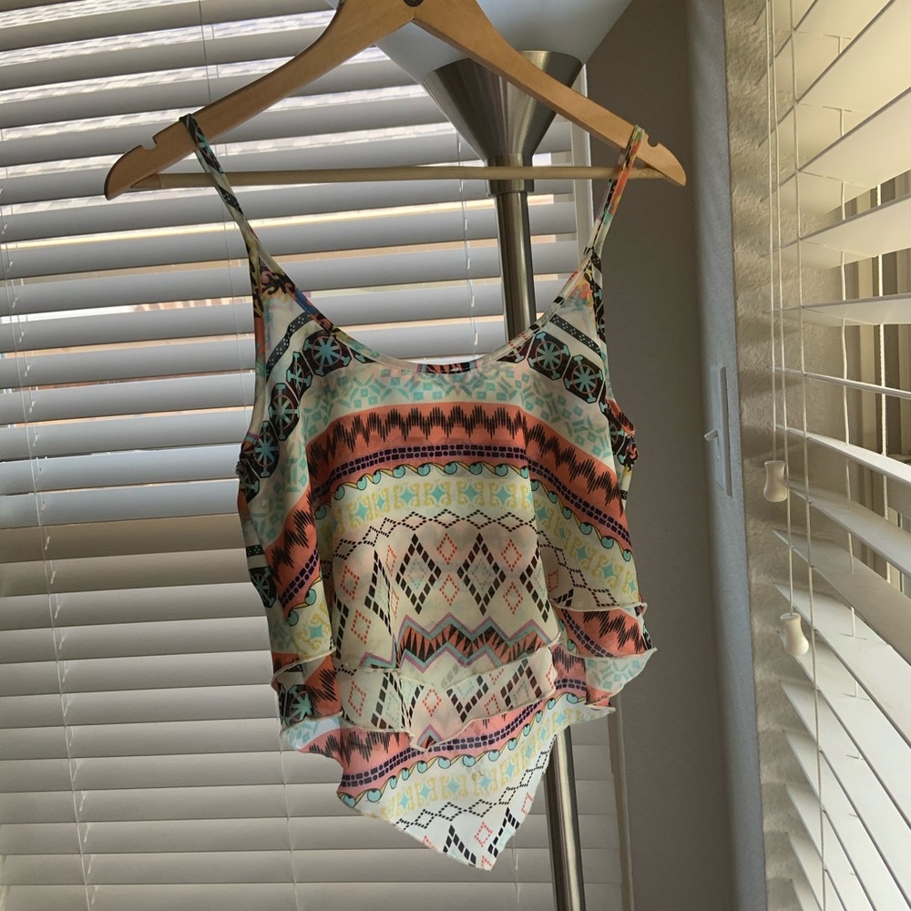 3/$30 Neon Love Culture Aztec Coachella Crop Top